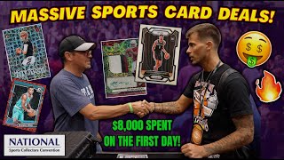 DAY 1 OF THE NATIONAL SPORTS CARD SHOW😱  OVER 8000 IN DEALS💰 [upl. by Luanne]