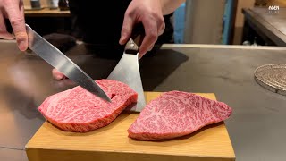 Japans Richest Steaks  handled by Rare Teppanyaki Chef [upl. by Drusilla]