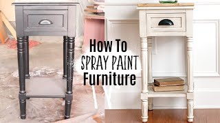 Spray Painting Furniture  Furniture Makeover  Ashleigh Lauren [upl. by Tnilc775]