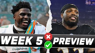 Week 5 Preview Starts  Sits for Every Game  NFL Fantasy Football Show [upl. by Ithnan]