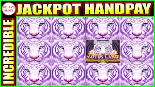 INCREDIBLE LINE HIT JACKPOT HANDPAY HIGH LIMIT LOTUS LAND SLOT MACHINE [upl. by Gutow51]