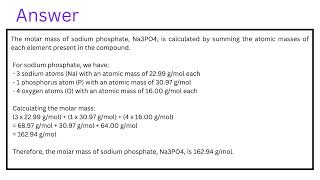 What is the molar mass of sodium phosphate Na PO [upl. by Constancy]