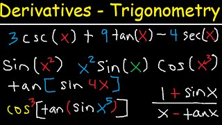 Derivatives of Trigonometric Functions  Product Rule Quotient amp Chain Rule  Calculus Tutorial [upl. by Ajat702]