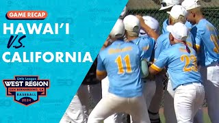 Game Highlights Hawaii vs California  Little League Baseball West Region Tournament [upl. by Dnomyaw]