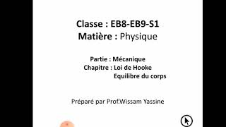 EB8 EB9 S1 Physique Loi de Hooke Equilibre du corps [upl. by Griffin]