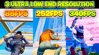 TOP 3 Stetched RESOLUTIONS for LOW END PC in Fortnite 💜 ULTRA LOW END RES [upl. by Nyliuqcaj]