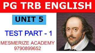 PG TRB ENGLISH UNIT 5 MCQ PART 1 [upl. by Nawat17]