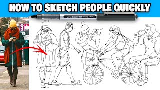 Sketching People Quickly  Loose Ink Pen Technique [upl. by Cadel288]