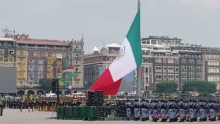 IZAMIENTO a la BANDERA previo Desfile Cívico Militar en México 16 de Sept de 2024 [upl. by Yasdnyl150]