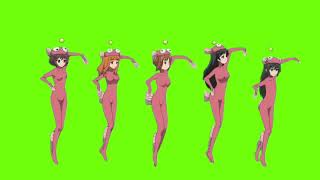 Girls und Panzer Anglerfish Dance Green screen [upl. by Nahtanhoj]