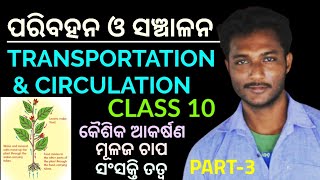 ପରିବହନ ଓ ସଞ୍ଚାଳନTRANSPORTATION amp CIRCULATION Class 10 life science chapter3 in odia  Part3 [upl. by Aihseyk]