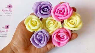 Канзаши  ROSAS DE TELA FACILES  FABRIC ROSES  avonessa [upl. by Eng]