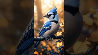 Blue Jay Perched on a Branch Amidst Autumn Colors shorts birdsvideo nature [upl. by Rog184]