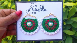 BEAUTIFUL CROCHET CHRISTMAS WREATH HOOP EARRINGS  How to make Simple DIY Jewellery Tutorial HINDI [upl. by Nedac]