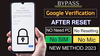 How To Bypass Google Verification After Factory Reset2023 No Need Pc [upl. by Annanhoj]