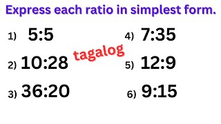 SIMPLIFYING RATIOS in LOWEST TERM  TAGALOG with Teacher Mathrix [upl. by Enitnatsnoc859]