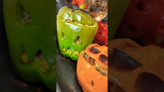 🎃How To Make Jack O Lantern Stuffed Bell Peppers🔥 Halloween Recipe shorts halloween vegan [upl. by Ganny]