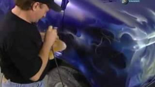 The amazing Mike Lavallee on Overhaulin airbrushing blue flames [upl. by Sialac]