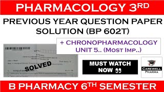 Chronopharmacology  Solutions of Pharmacology 3 previous question papers  Carewell Pharma [upl. by Akienat]