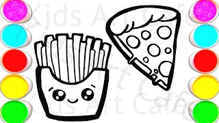 How to drawing pizza amp French Fries easy ll pizza drawing for kids ll drawing competition [upl. by Yeneffit]