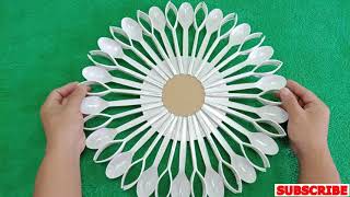 Amazing Wall hanging idea using Plastic Spoons plastic spoons wall decor Best out of waste craft [upl. by Thane]