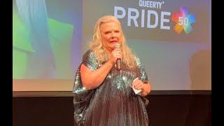 Paula Pell Accepts Queerty Pride50 Impact Award Love You All  in a Gay Way [upl. by Siclari]