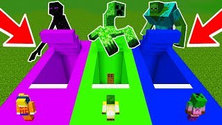 NO ELIJAS LA BASE SECRETA EQUIVOCADA EN MINECRAFT BUNKER DE ENDERMAN CREEPER Y ZOMBIE MUTANTE [upl. by Arodasi]