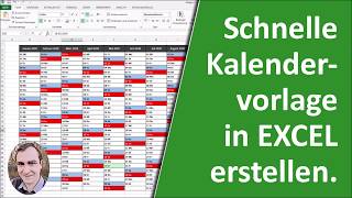 Schnelle Kalendervorlage in Excel erstellen [upl. by Ynnatirb]