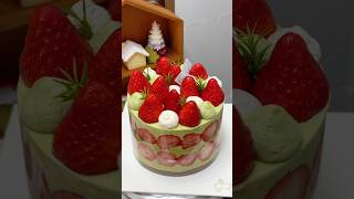 Immersive cake making  Strawberry pistachio crisp cake tutorial ❗️ Immersive cake making Cake [upl. by Carleen111]