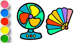 Hand Fan and Fan Drawing Painting and Coloring for Kid and Toddlers Lets Draw Paint [upl. by Fortna]