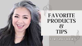 Favorite Purple Shampoo Conditioner LeaveIn for Gray Hair  Tips for Growing out Gray Hair [upl. by Sulohcin]