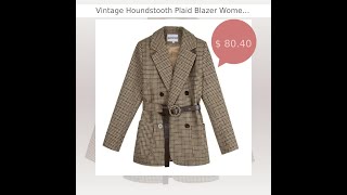 ⚡Buy Vintage Houndstooth Plaid Blazer Women  Vintage  Plaid exclusively at LeStyleParfaitcom 👈 [upl. by Pelaga]