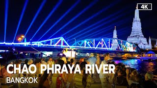 Amazing Vijit Chao Phraya 2023 Nighttime Cruising along Chao Phraya River Bangkok 4K [upl. by Erdreid]