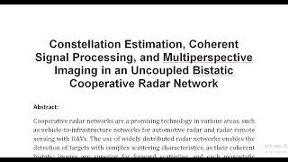 Constellation Estimation Coherent Signal Processing and Multiperspective Imaging in an Uncoupled B [upl. by Jann789]