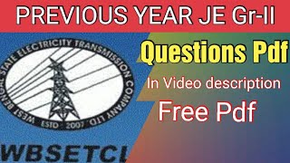 WBSETCL JEGR II PREVIOUS YEAR QUESTION PDF [upl. by Haidebez380]