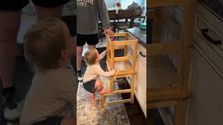 Harlan’s new step stool toddlers furniture shortvideo helpingdad [upl. by Eachelle]