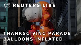 LIVE Balloons inflated for Macy’s Thanksgiving Day Parade [upl. by Latea]