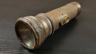 Restoration Of a Vintage Flashlight  Brass Electric Torch Restore [upl. by Arrait]