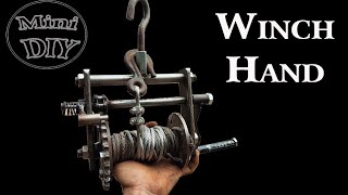 How to make hand winch MINI DIY [upl. by Sahcnip]