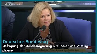 Deutscher Bundestag Befragung der Bundesregierung mit Faeser und Wissing [upl. by Cathryn]