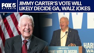 Jimmy Carters vote will probably decide election Tim Walz jokes  FOX 5 News [upl. by Dranyer]