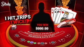 HITTING TRIPS TWICE ON BLACKJACK [upl. by Dnalyar]