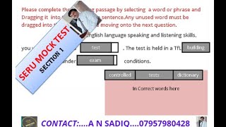 TFL SERU SECTION 1 MOCK TEST FILL IN THE BLANKS PORTION OF ASSESSMENT [upl. by Danette]