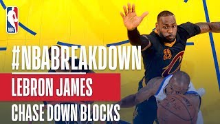 NBA Breakdown  LeBron James Chase Down Blocks [upl. by Anilok538]