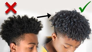 HOW TO GET CURLS ON THICK NATURAL HAIR FAST  Mensboys Hair Tutorial [upl. by Hulbig260]