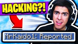 SALTY KID REPORTS ME FOR HACKING Minecraft Skywars [upl. by Anyr]