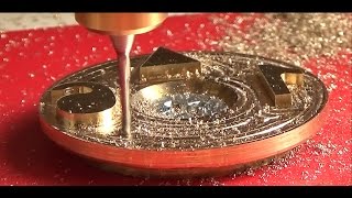 Cnc usinando relevo em Bronze usando fresas de 1 corte e micro fresa micro fresa para metais [upl. by Chader]