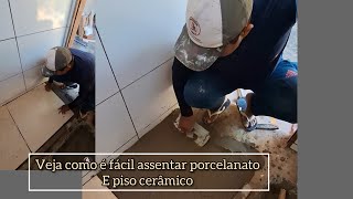 É muito Fácil assentar porcelanato e piso cerâmico veja no vídeodicasdeconstrução façavocêmesmo [upl. by Salokkin888]