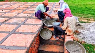 गाटर लाल पत्थर की छत डालकर l बनाया पुराने तरीके से दो मंजिल ऑफिस l Construction work old technology [upl. by Anerev]