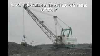 Draglines digging up fossil layers at PCS phosphate mine in Aurora NC [upl. by Lud]